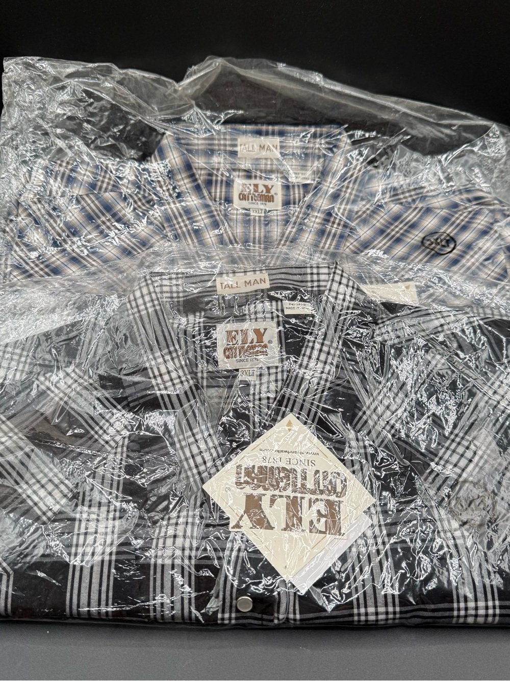 Ely Cattleman Plaid Western Button-Down Shirts lot of 2